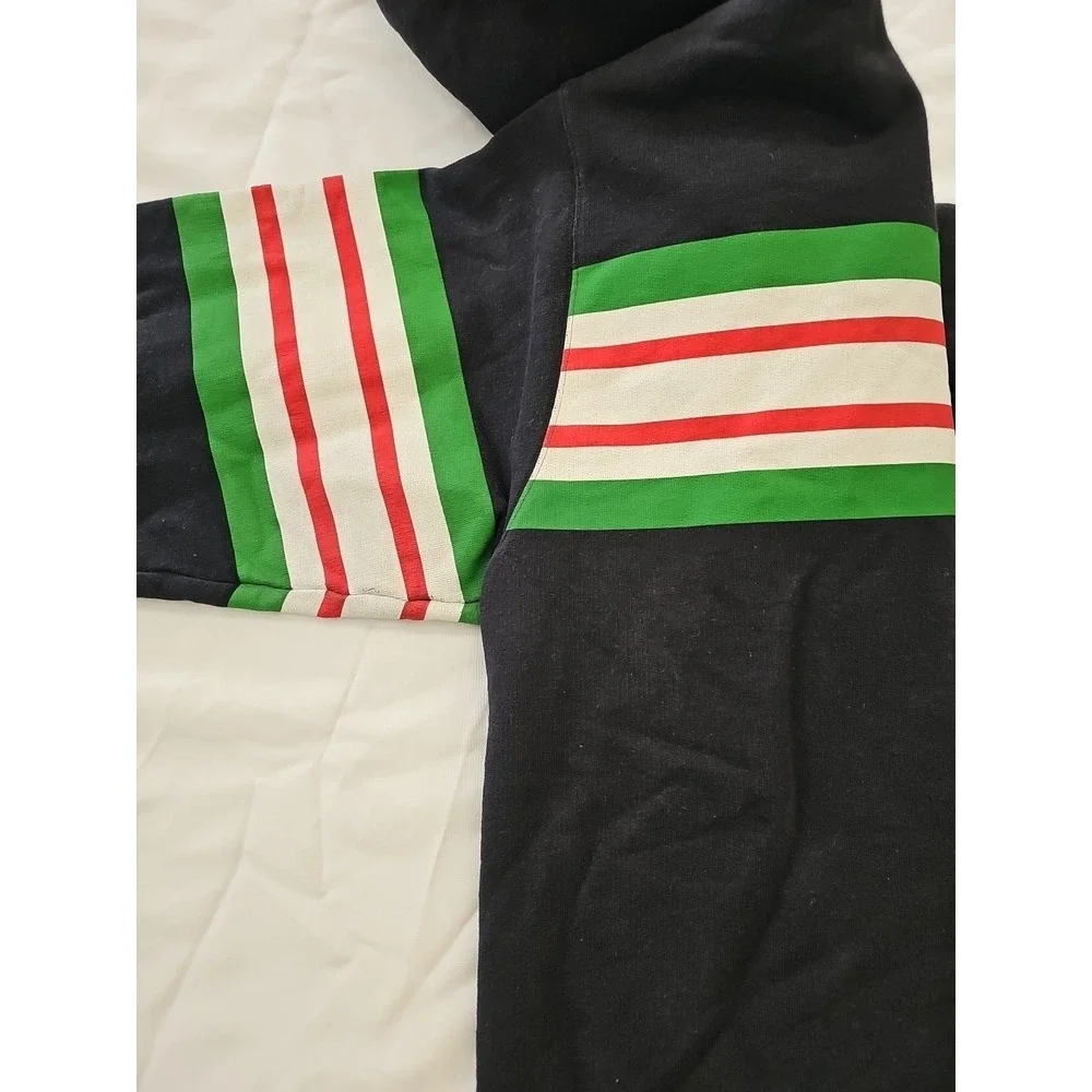 Gucci Men's Sweatshirt Interlocking GG Stripe Logo Hoodie Size XL Black